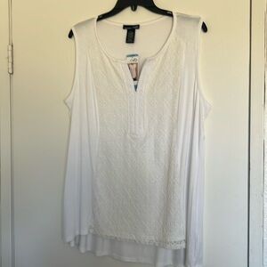 Women’s large white sleeveless blouse.